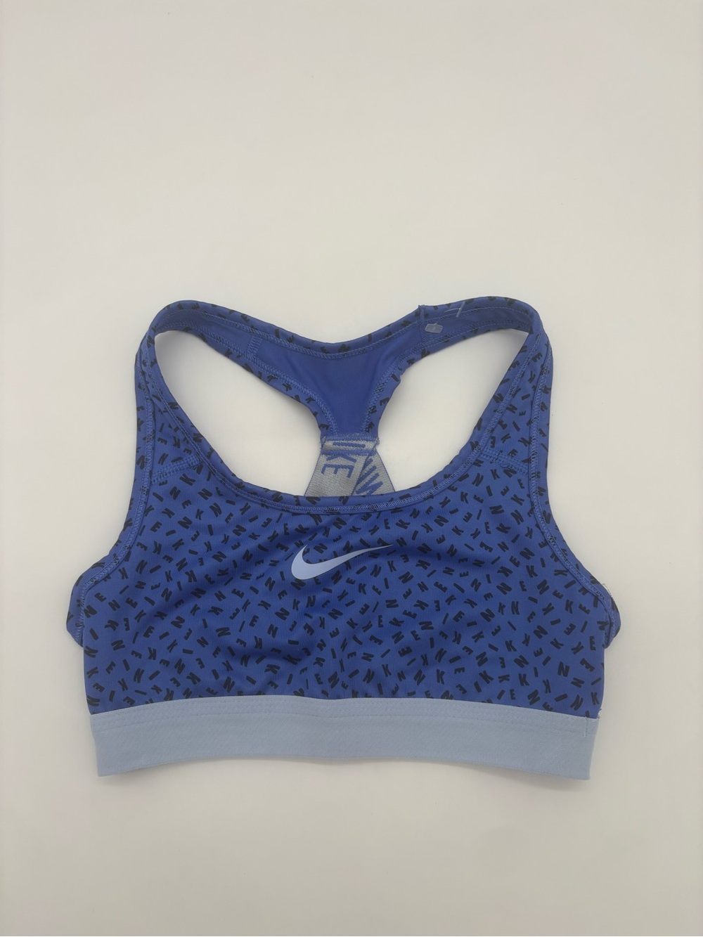 Nike Dri-FIT Kids Medium Blue Racerback Sports Bra Logo Print